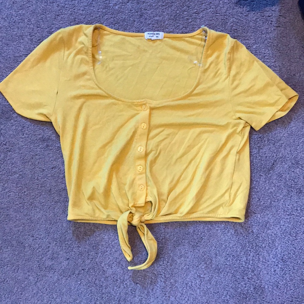 Yellow Cropped Button Up Shirt